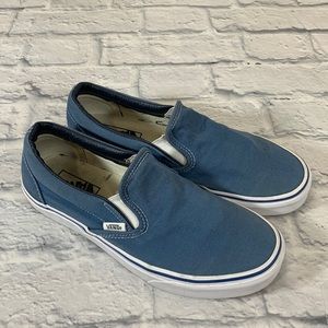 Vans Slip on sneakers. Denim blue and white. Size 9.